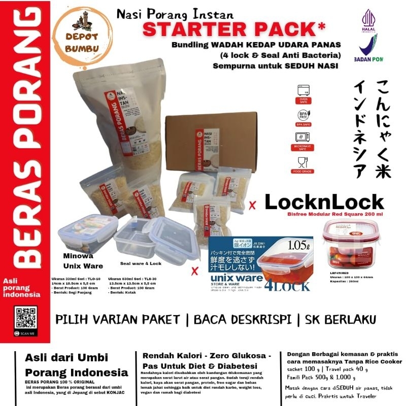 

DEPOT BUMBU x LocknLock STARTER PACK Beras Porang | Nasi Porang Instan PAKET BUNDLING NASI PORANG INSTAN DEPOT BUMBU