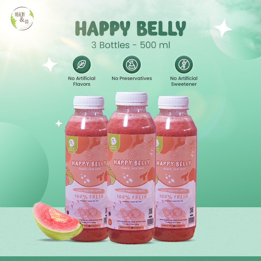 

Health & Co - Happy Belly Drink - Minuman Sehat - 3 Bottles @500ML