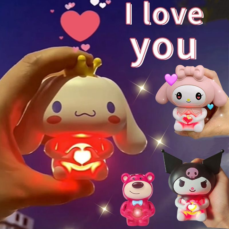 I LOVE YOU Cinnamoroll Lamp Cartoon Figure Lotso Sanrio Night Light Kawaii 3D LED Sleep Lamp