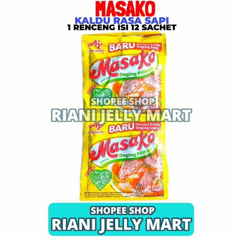 

Masako Kaldu Sapi 1 Renceng Isi 12 Sachet