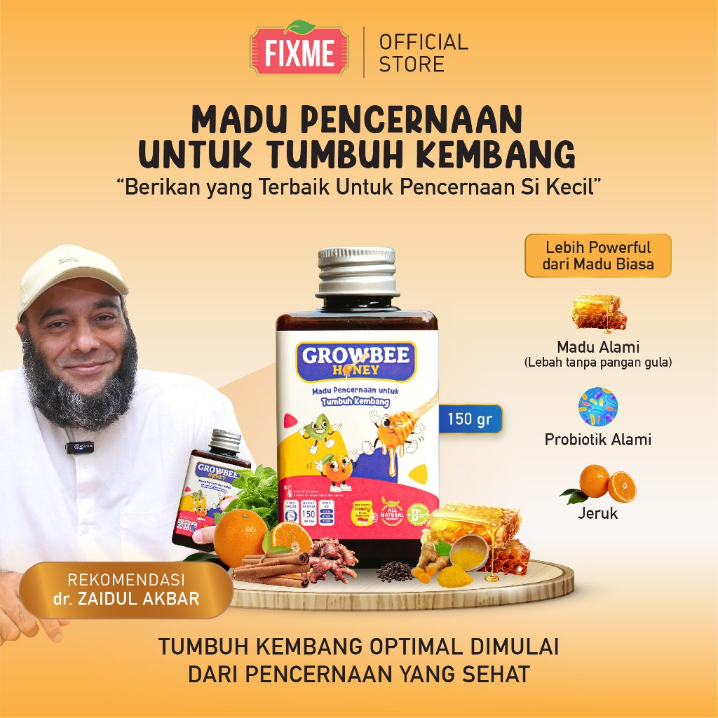 

Growbee Honey Madu Pencernaan Untuk Tumbuh Kembang 350gr & 150gr - rekomendasi dr. Zaidul Akbar