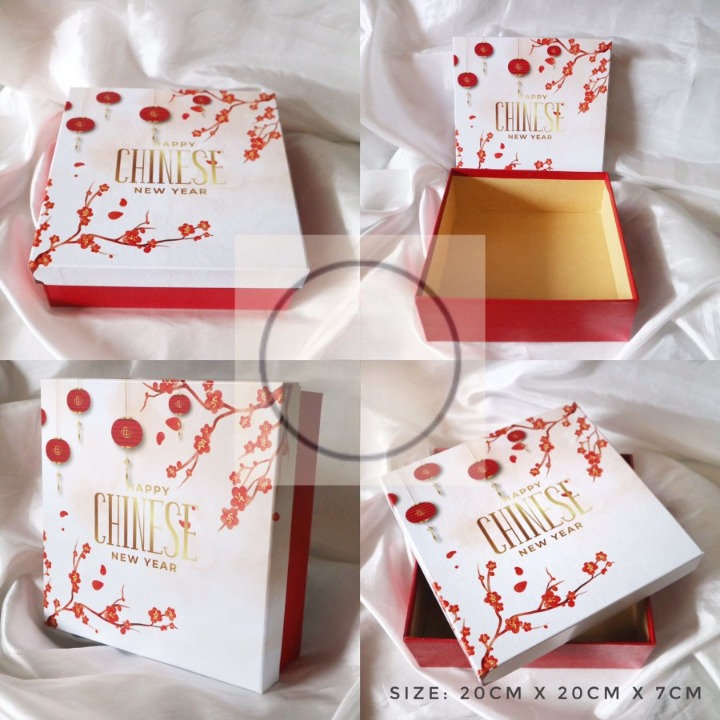 

Box Kue Hard Box Hampers Brownies Edisi Chinese New Year Imlek Cokelat Bunga Ukuran 20 x 20 x 7cm