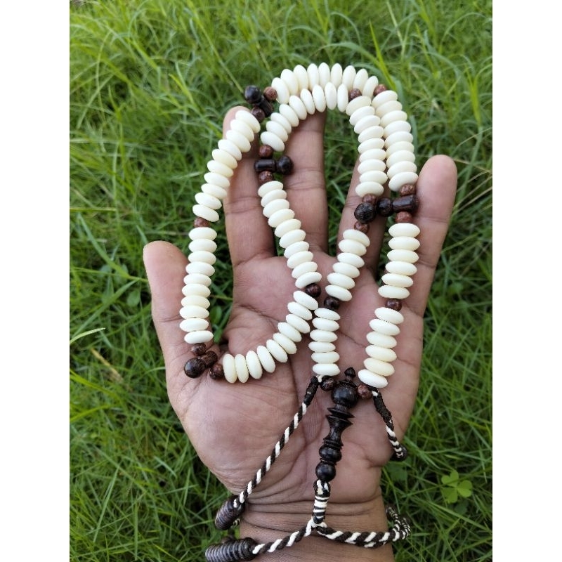 tasbih tulang 100 butir setting tijani model pipih 11 mm | tasbih tijani tasbih tulang unta