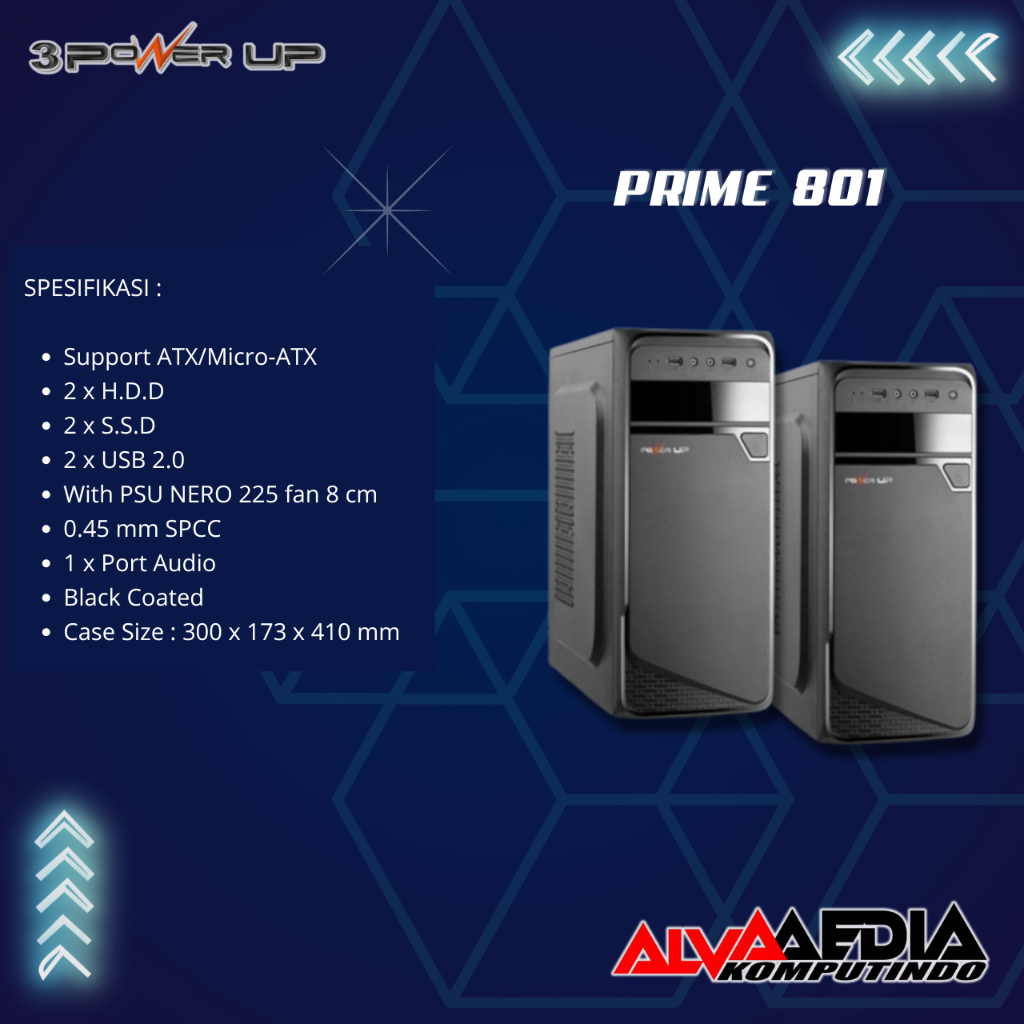 CASHING 3 POWER UP PRIME 801 - PC OFFICE ATX / MICRO-ATX | CASE PC 3 POWER UP PRIME 801 - PC OFFICE 