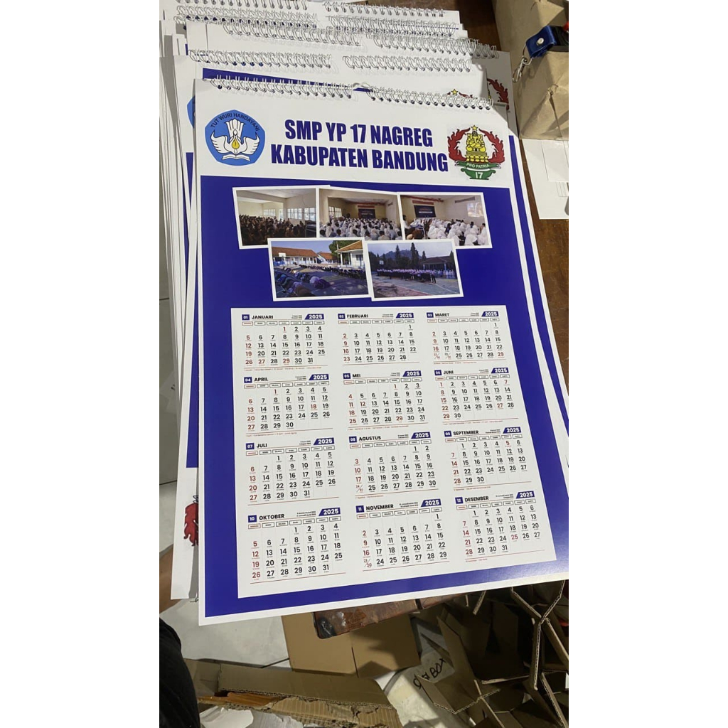 

Kalender Dinding Tahun 2026 Spiral Custom Satuan FREE Desain Bahan Art Carton | Isi 2-6 Lembar
