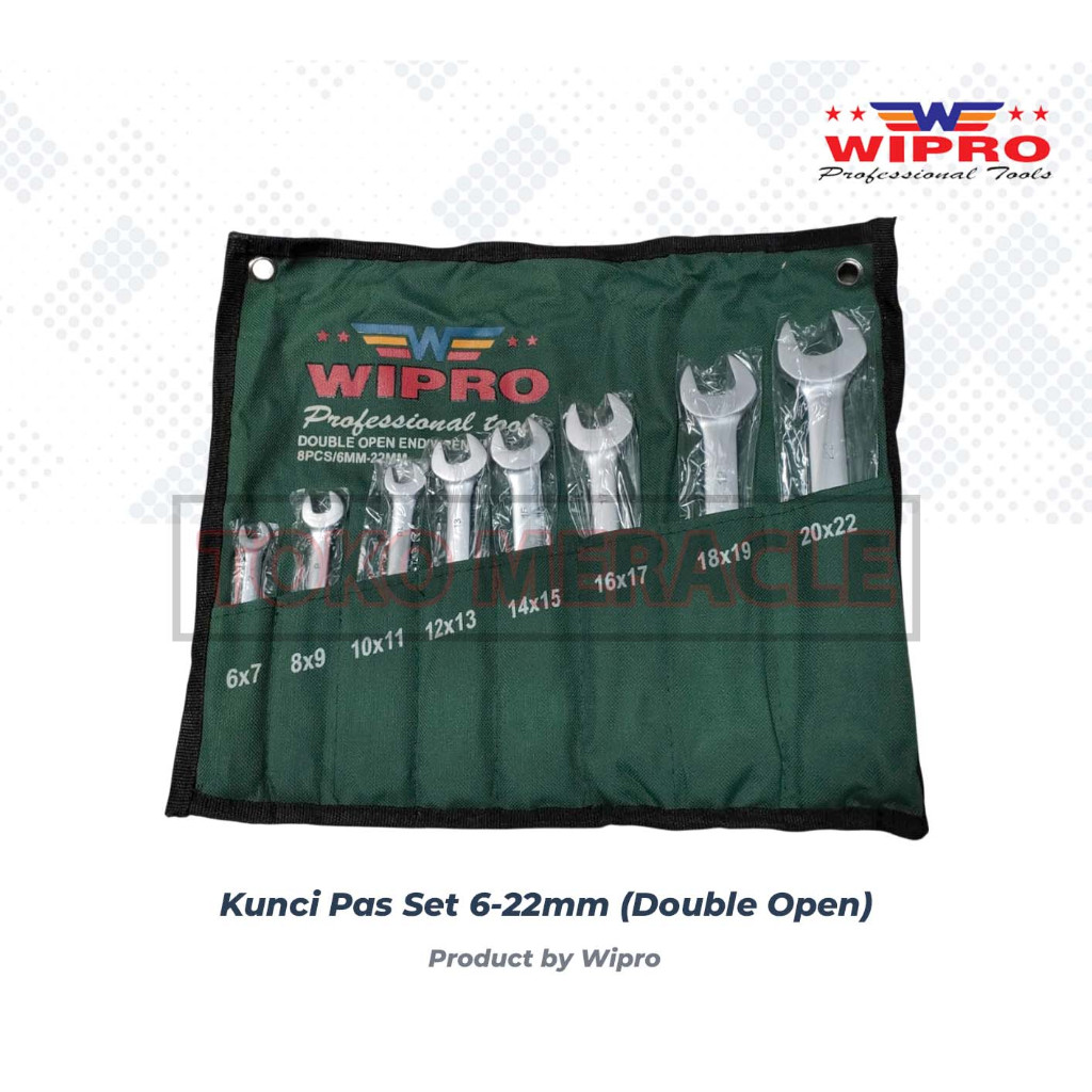 [ORGINAL] Wipro Kunci Pas Set 6-22MM - Double Open Spanner Set 8pcs (Kunci Pas Dobel)