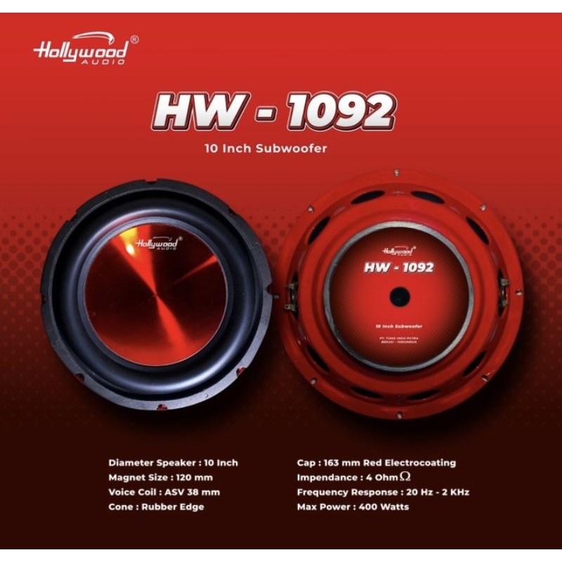 Subwoofer 10inch Hollywood Hw1092 new