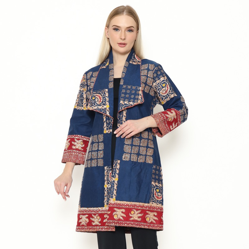 Outer Batik Wanita | Batik Tulis Wanita | Batik Wanita Modern | Almajiwa Ayunia - Biru
