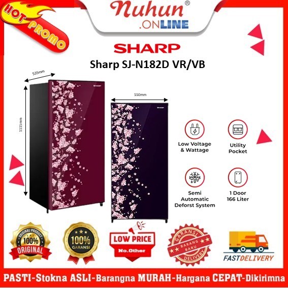 Sharp Kulkas 1 Pintu SJ-N182D VR/VB Original Garansi Resmi