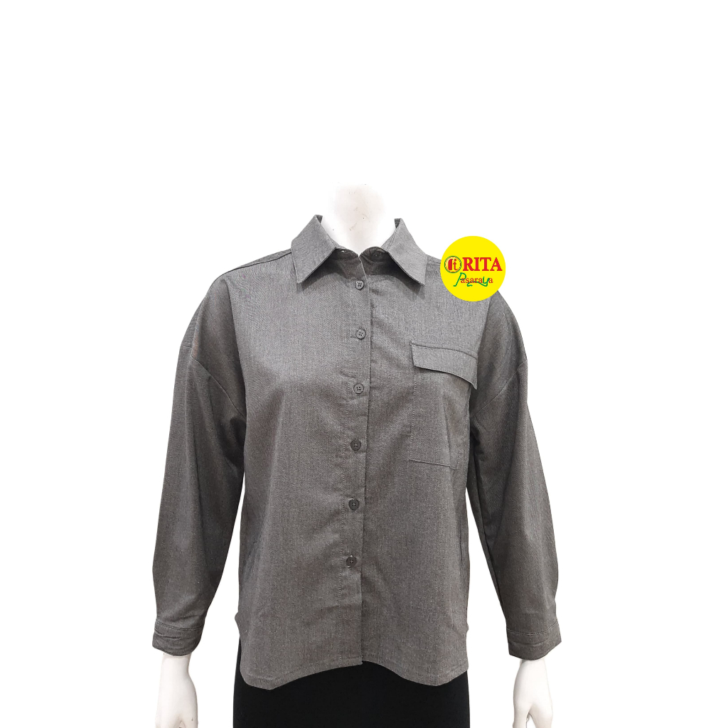 SEKIDO NISHA Kemeja Polos Lengan Panjang Wanita Atasan Wanita Pakaian Wanita Terbaru