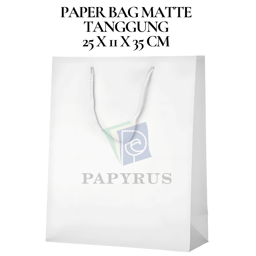 

PAPER BAG POLOS / HAMPERS BAG / GOODIE BAG / SOUVENIR BAG / TAS KADO POLOS / GIFT BAG / PAPER BAG MATTE DOFF TANGGUNG PUTIH 25 CM x 11 CM x 35 CM