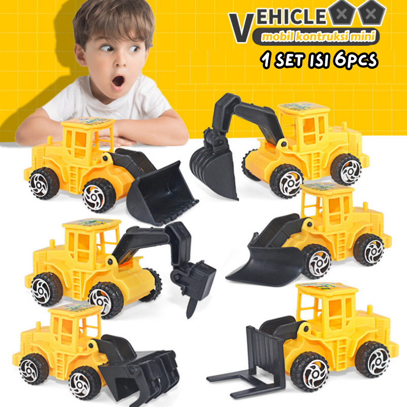 Isi 6Pcs Mobil Mobilan Kontruksi / Mobil Beko / Construction Truck / Mobilan Kecil / Mainan Anak Cowo