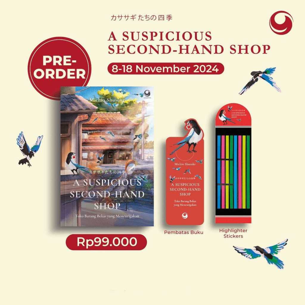 NOVEL A SUSPICIOUS SECOND-HAND SHOP - TOKO BUKU BEKAS YANG MENCURIGAKAN + BONUS - Michio Shusuke