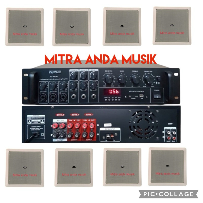 paket speaker ceiling dan amplifier usb Bluetooth public address