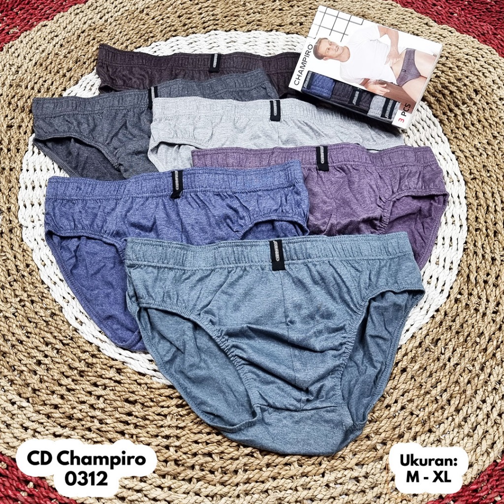 1 Box Isi 3 Pcs Celana Dalam Pria Champiro C0312 CD Pria Champiro Celana Dalam Champiro M L XL