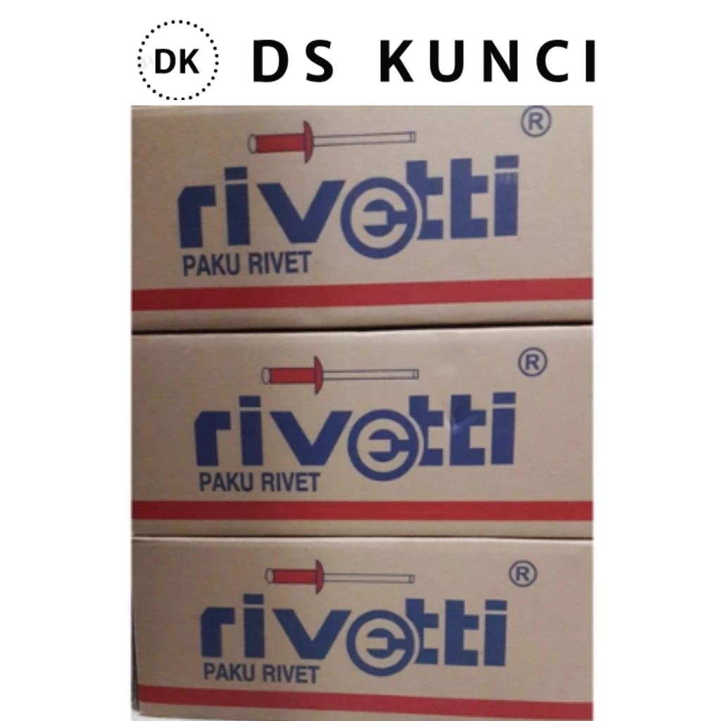 1 CARTON PAKU RIVET MERK RIVETTI 435 UKURAN 3.2mm x 9.5mm ISI 20 DUS