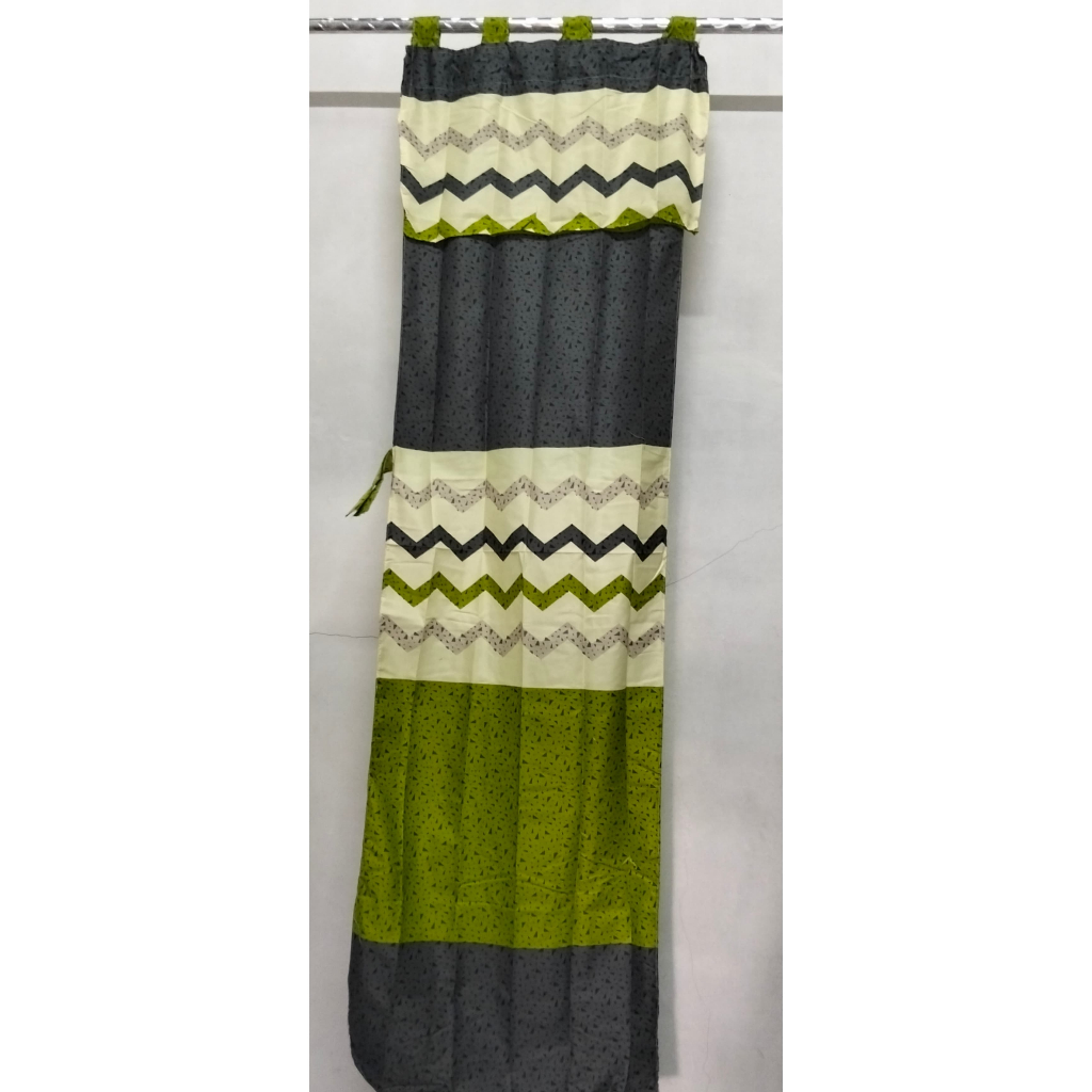 (COD) Gorden Kaca Minimalis / Gorden Jendela Minimalis Motif Zig Zag Hijau