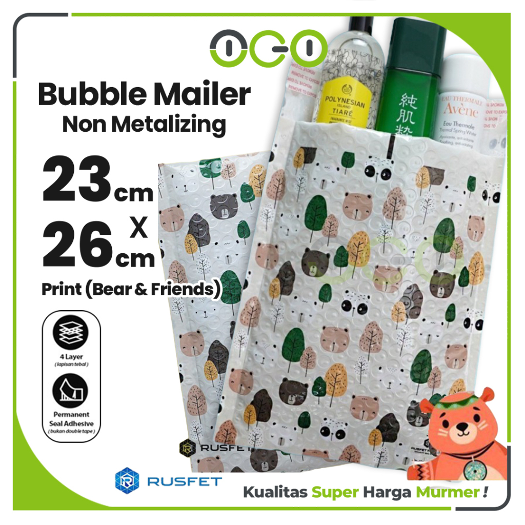 

Amplop Bubble Mailer Motif Bear & Friend 23 x 26 cm Harga Ecer Satuan / Amplop Packing Olshop Rusfet