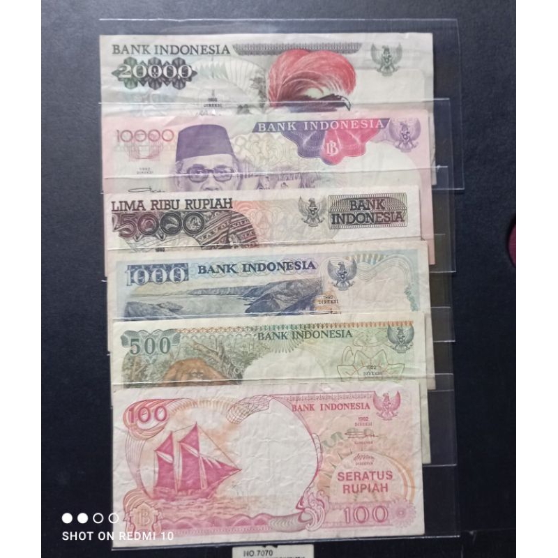 paket 6 lembar uang kertas kuno era tahun 90'an bekas beredar asli