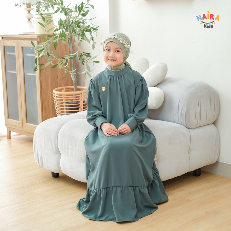 YOONA Long Dress by Naira Kids Gamis Anak Perempuan Anak Remaja Tanggung Bahan Wolfis Forzaletta usi