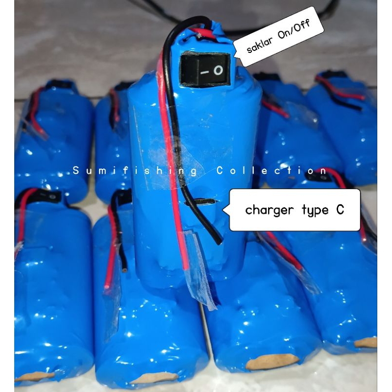 Baterai cas 18650 repack 2 buah baterai aerator kondisi baru dengan modul charger