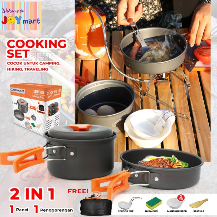 COD Joy KTB Panci Camping Set 200 Alat Masak Camping 2in1 Panci Set Portable Outdoor