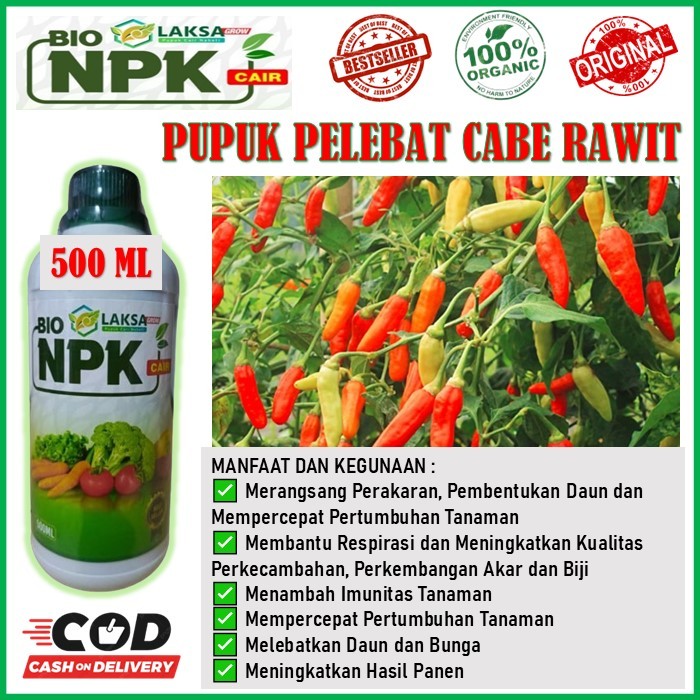 Pupuk Organik Cair Pelebat Cabe TERBAIK - Pupuk Pelebat Cabe Rawit - NKP LAKSA GROW Obat Perangsang 