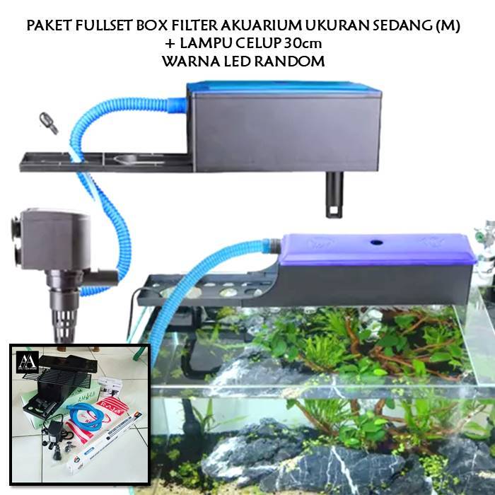 fullset box filter akuarium ukuran-M sedang paket komplit aksesoris aquascape siap pakai