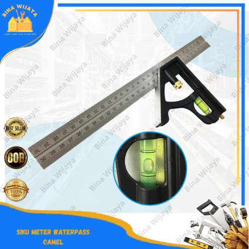 

Penggaris Siku Meter Waterpass 12" CAMEL / FREED Penggaris Tukang