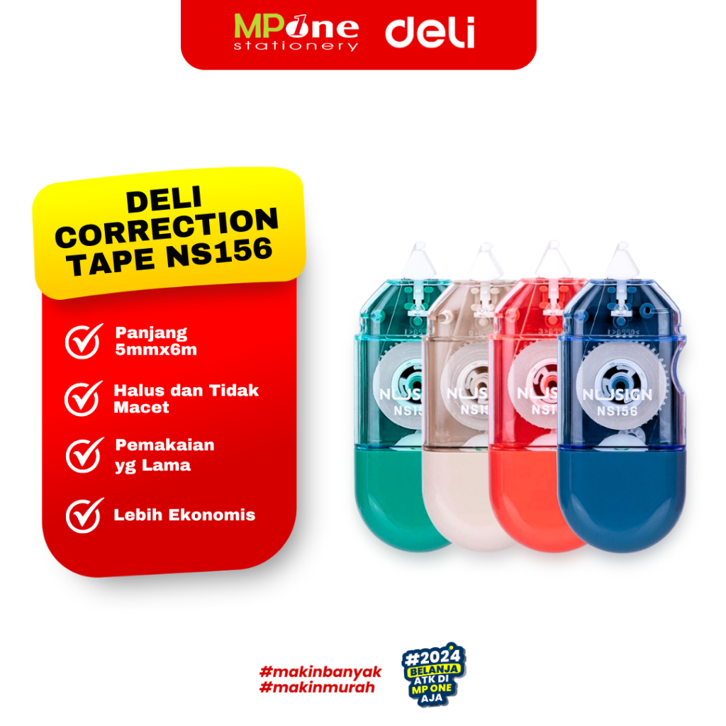 

Deli Correction Tape Roll Mini NS156 6MM Cover Warna Warni / Tipex Pita Roll Deli 5mmx6m