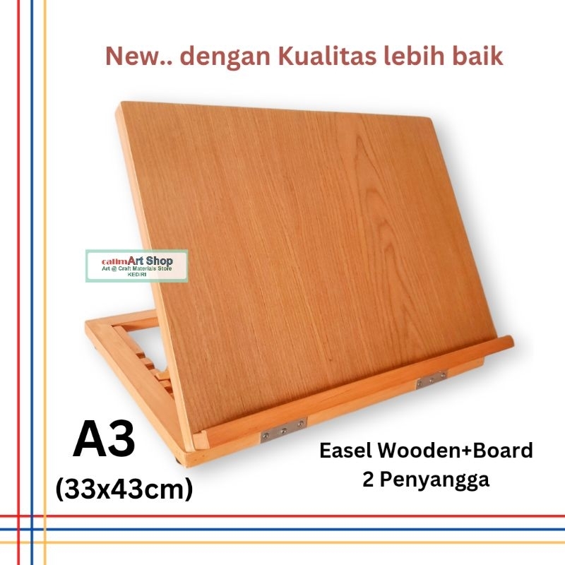 

Easel Meja + Wooden Board A3 (43x33 cm) dengan 2 Penyangga