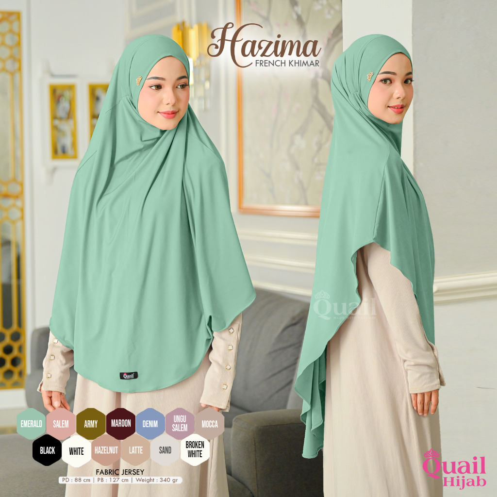 HAZIMA FRENCH KHIMAR Jumbo Syar'i Cadar bahan Jersey by Quail Hijab Ori Murah