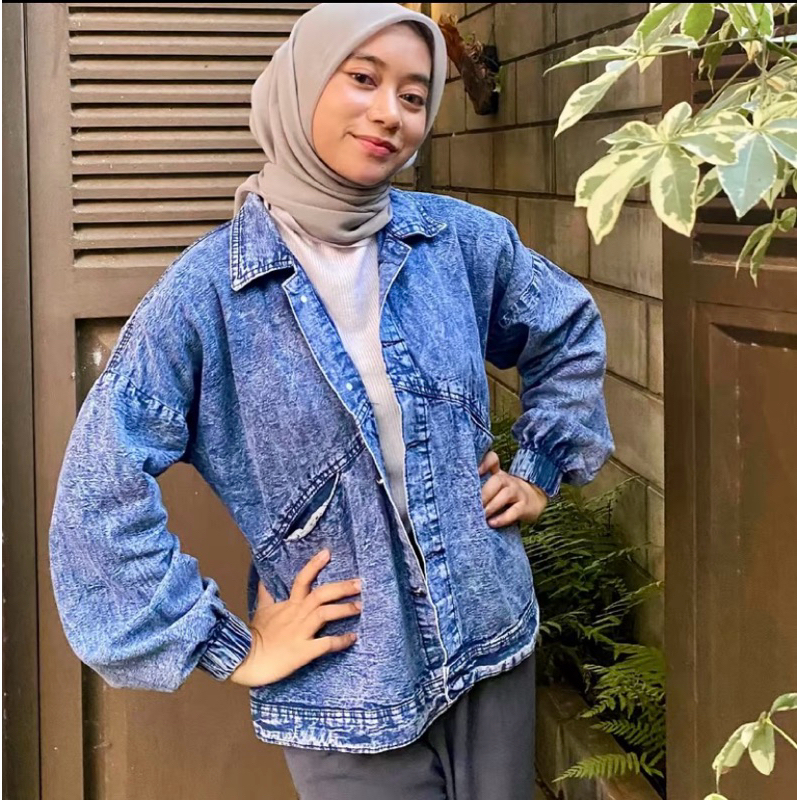 Jacket Jeans Wanita Korea Vintage Oversize Denim Premium