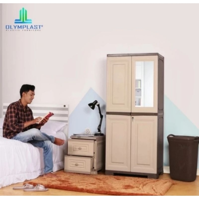 Lemari Plastik 2 pintu Murah Lemari baju/pakaian 2 pintu kaca OMC EGC OLYMPLAST lemari Plastik murah
