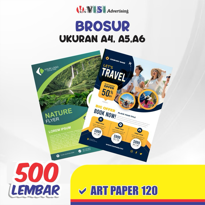 

(PAKET 500 LEMBAR) CETAK BROSUR ART PAPER UKURAN A4/A5/A6