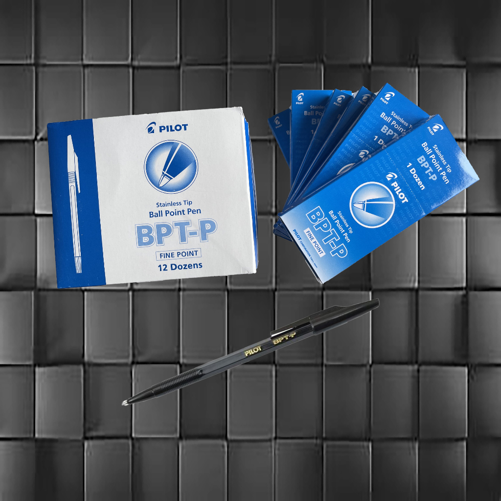 

Bolpen Pilot Hitam Ball Point Pen Stainless Tip BPT-P Fine Point 1 Doz / 12 Pcs Stationery