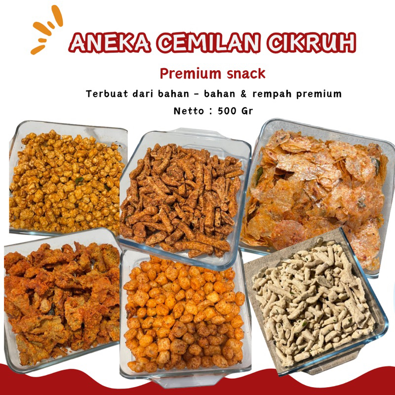 

ANEKA CEMILAN 500 GR - BASRENG KERIPIK KACA CIMOL KERING PILUS KENCUR KULIT