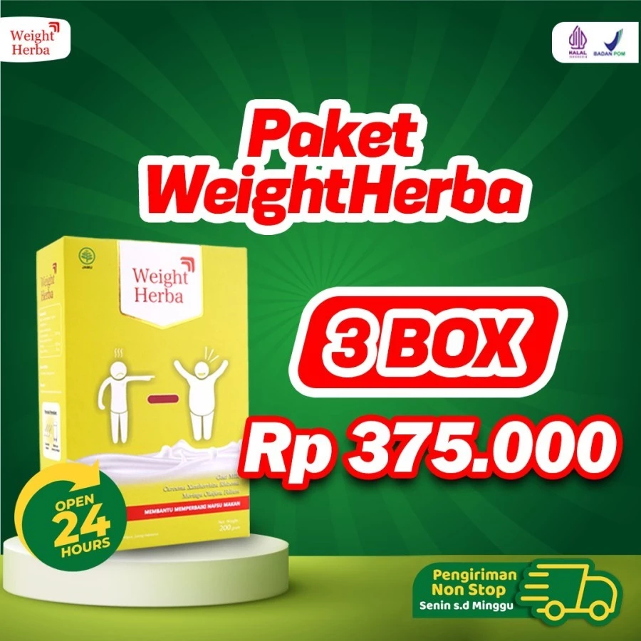

PROM0 3 BOX SUSU WEIGHT HERBA ORIGINAL HALAL DAN BPOM Susu Penambah Berat Badan Tanpa Olahraga