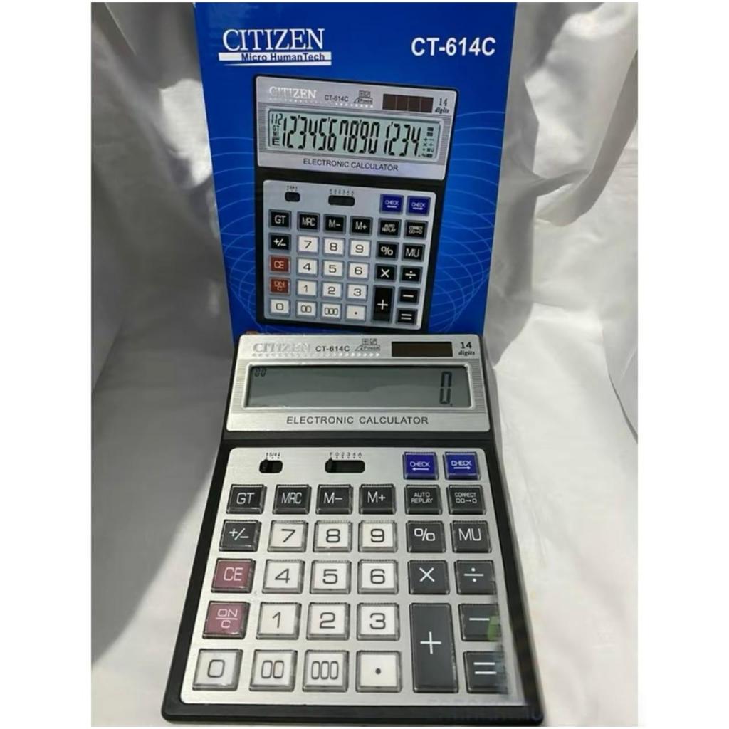 Kalkulator Citizen 614C 14 Digit Kalkulator engan Baterai Pen-Lite dan Surya