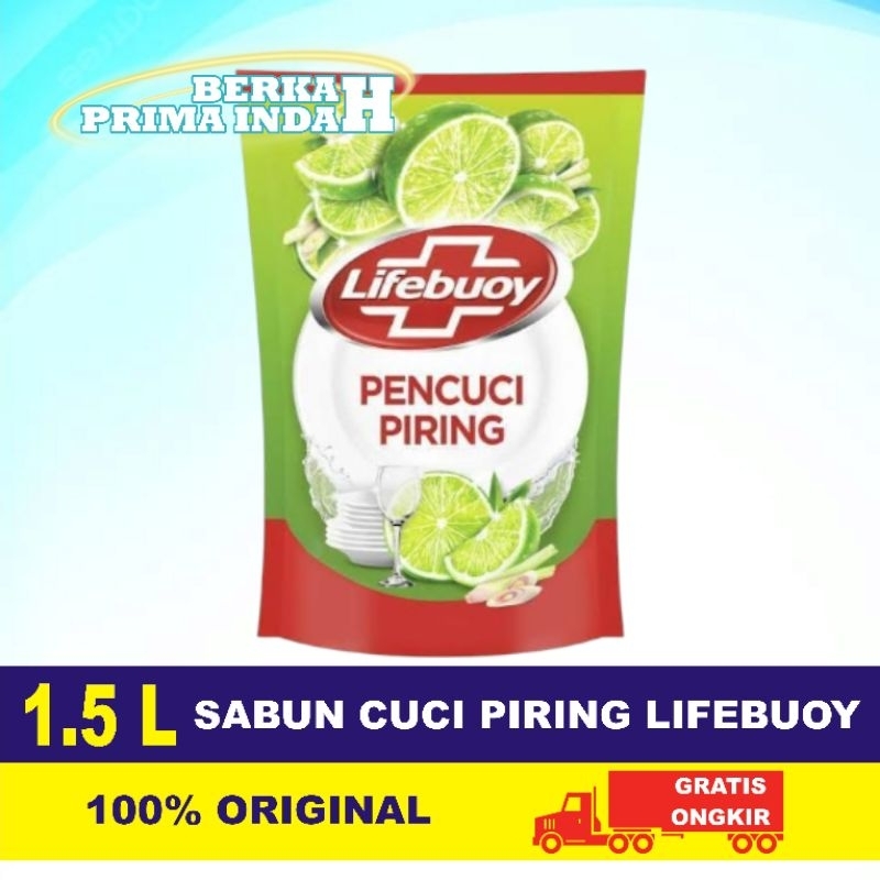 Sabun cuci piring lifebuoy cair refill lime murah 1500ml 1.5L extra lembut jeruk nipis sunlight