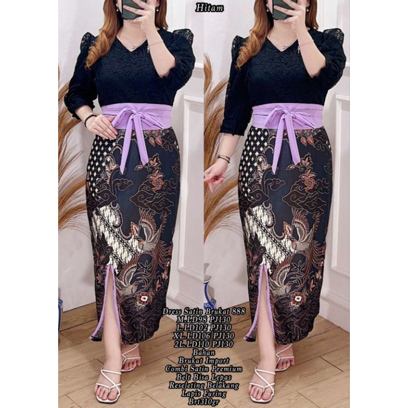 dress satin brukat / Maxi pesta batik / gaun pesta satin silk wanita jumbo