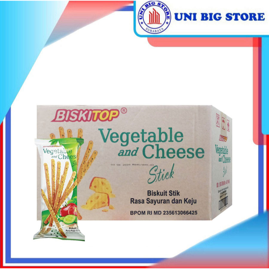 

Biskitop Vegetable and Cheese Stick 60 gr x 40 pcs Stik Keju Sayur