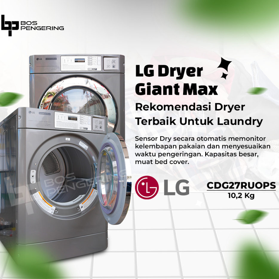 Dryer LG 10,2 Kg PALET KAYU Mesin Pengering LG Giant Max Dryer LG Giant Max CDG27RUOPS 10,2 Kg