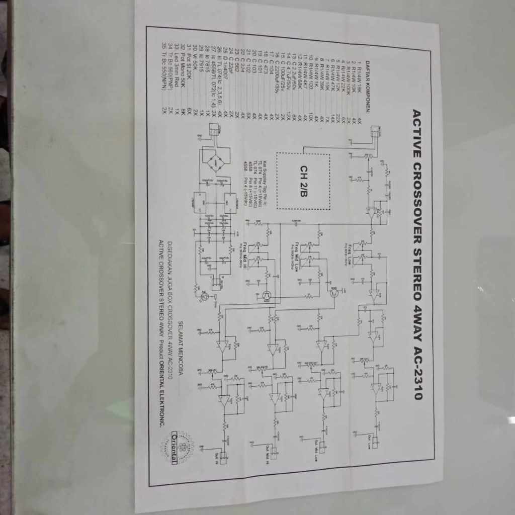 PCB 4 WAY CROSSOVER AC2310 14 POTENSIO