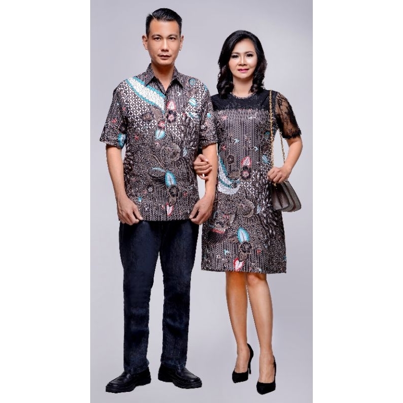 SIMIFASHION Couple keluarga dress batik brokat mama papa anak batik kawung solo asli dijual terpisah