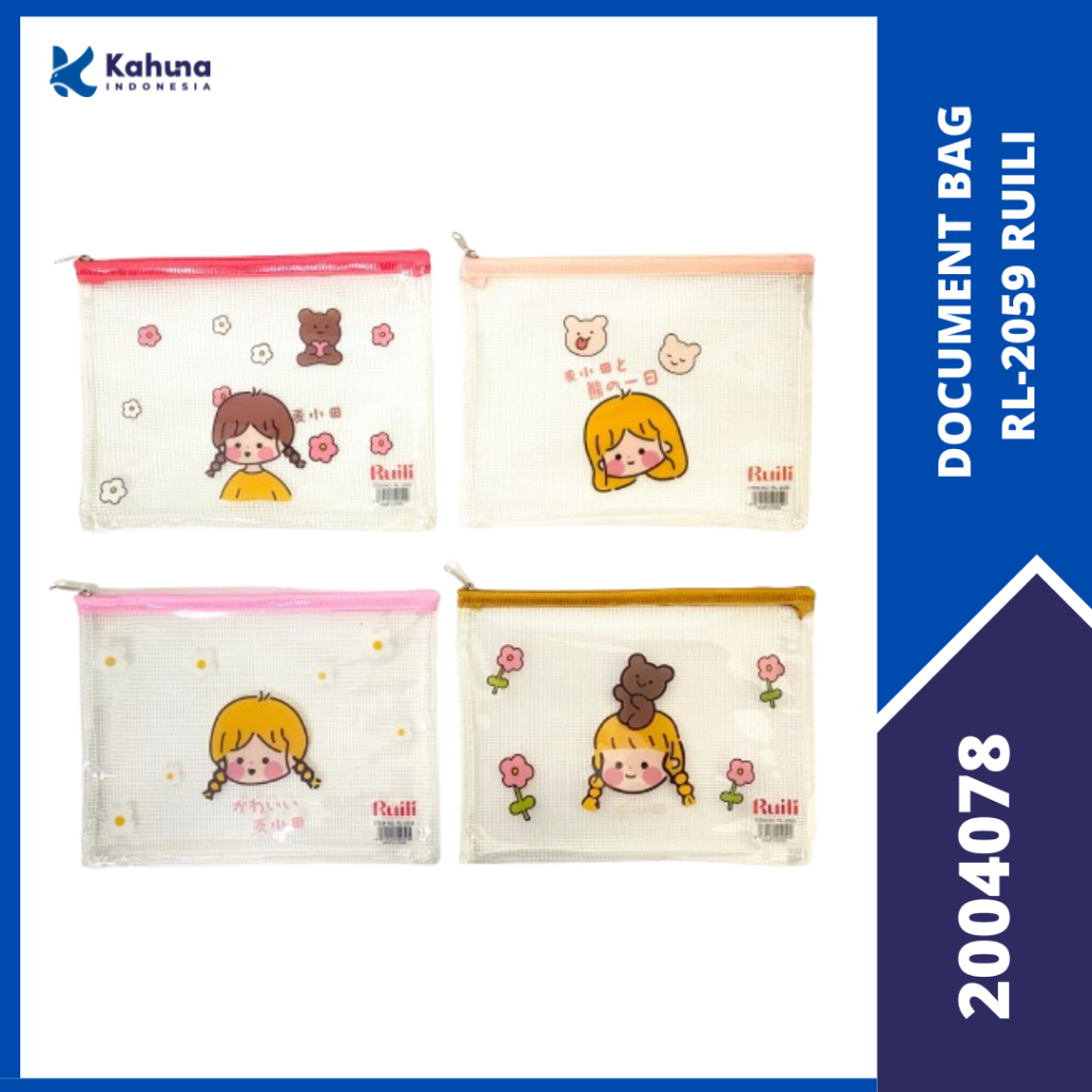 

Map Zip resleting A5 Ruili/ Zipper Document Bag resleting ukuran A5 Plastik Motif berbagai warna cute RL-2059 Ruili [2004078]