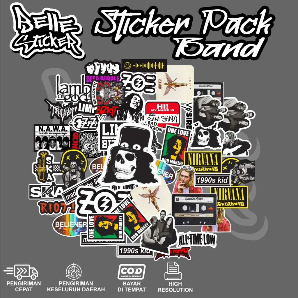 

Stiker Aesthetic PACK BAND ROCK METAL STIKER BAND Waterproof Sticker Hiasan Laptop Tumbler Case Hp