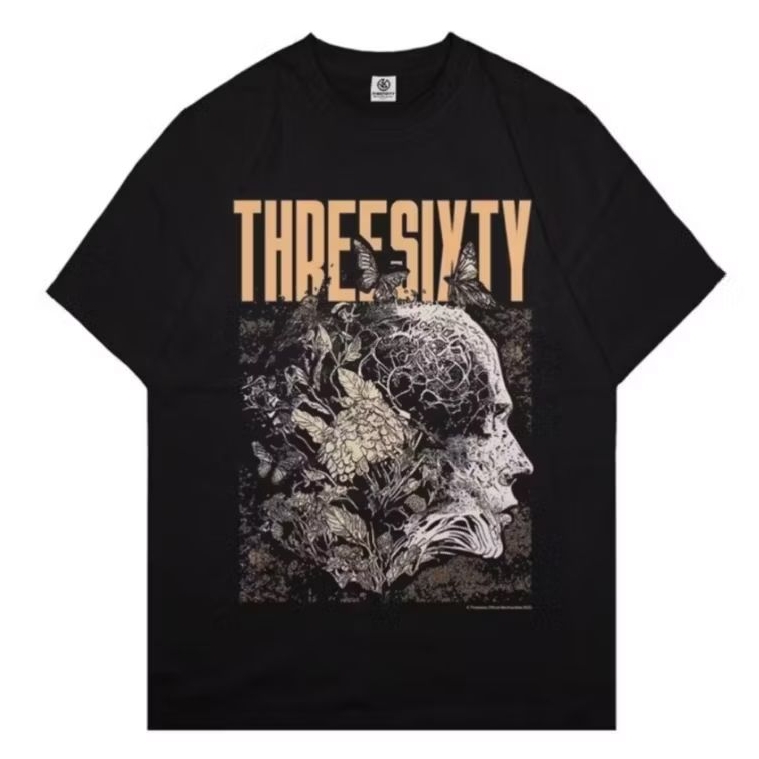 T-shirt Band Threesixty Head Life Black | Kaos THREESIXTY | Cotton 24s