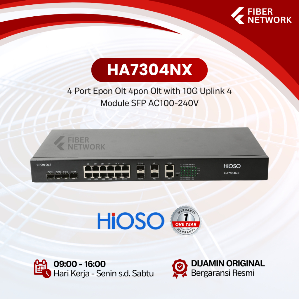 HA7304NX HIOSO 1U RACK TYPE 4 PON PORTS 10G UPLINK OLT EPON GPON