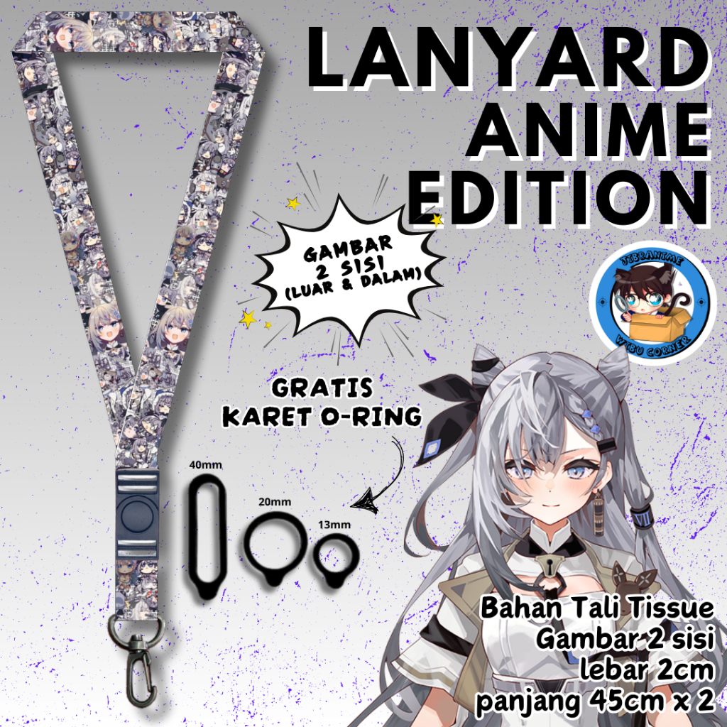 

Lanyard Panjang Anime 2 Sisi / Vestia Zeta Hololive / gantungan kunci layard keychain